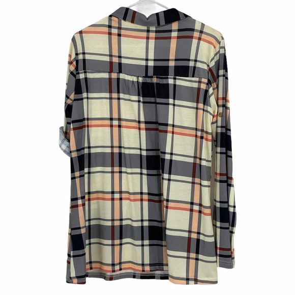 Womens Cestyle Plaid Blouse Large 9722 roll tab - Picture 4 of 6